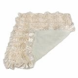 CHUBBY FOOTIQUE Baby Rosette Receiving Blanket / Stroller Blanket With Plush Inner And Frilled Satin