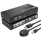MT-VIKI DisplayPort 切替器 4 ポート、DP切り替え器4入力 4K 60Hz DP KVM スイッチ ディスプレイポート 切替器 4入力1出力 4:4:4 DP スイッチ ホットキー、HDCP 2.2対応、KVMケーブル付き