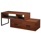 弁天インテリア テレビ台 テレビボード 【 伸縮式 / 収納用 引き出し付 】 モダン 木目調 【 一部組立式 】 ウォールナット ブラウン