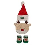 (ナーサリー・タイム) Nursery Time 赤ちゃん・ベビー用 クリスマス サンタハット・スタイ・ソックス ギフトセット (ワンサイズ) (マルチカラー)