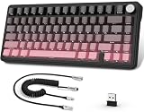 ATTACK SHARK X85メカニカルキーボード、ノブ付き75%ワイヤレスゲームキーボード、PBT側プリントキーキャップ、BT 5.1/2.4 Ghz/USB-C有線、ホットスワップ、リニアスイッチ、RGB、NKRO、PC、MAC（ ベリー）