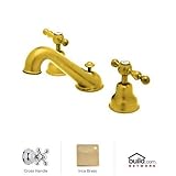 Rohl AC102X-IB-2 Cisal Widespread Bathroom Faucet with Metal Cross Handles and Pop, Inca Brass [並行輸入