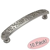 Cosmas ® 4298snサテンニッケル花柄キャビネットハードウェアハンドルプル – 3 – 3 / 4 "インチ( 96 mm )穴中心 – 10パック