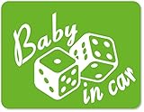 imoninn BABY in car ステッカー　【マグネットタイプ】　No.30　ダイス　（黄緑色）