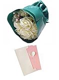 MedianField 【 ソープフラワー 花束 メッセージカード セット 】 枯れない花 造花 バラ ギフト ブーケ 結婚式 誕生日 母の日 退職 出産祝い プレゼント ウエディング (ホワイト)