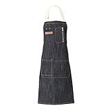 YideaHome デニム エプロン 首掛け 男女兼用 キッチン カフェ 料理 作業 書店