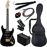 SELDER セルダー エレキギター ストラトキャスタータイプ ゴールドパーツ STG-18/BK ブラック 初心者入門ベーシックセット