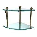 Allied Brass SB-3-ABR Double Corner Glass Shelf Antique Brass by Allied Brass
