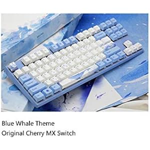 Varmilo Gaming 87キーチェリーブラウンMXスイッチ ブルークジラテーマ ホワイトキーキャップとブルーキーキャップ 昇華プリント メカニカルゲーミングキーボード MA87、PBTキーキャップ