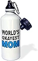 3dRose スポーツウォーターボトル 「World's okayest Mom」 21オンス ホワイト