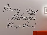プリンセスSleeps Hereカスタム名前壁デカールガールズステッカービニールアートホームインテリアデコレーションキッズ子供赤ちゃん部屋Personalized Decor 3prc