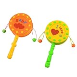 uxcell ガラガラドラム　幼児の赤ちゃん向け　ドラムの　楽器　文字模様　２個入り