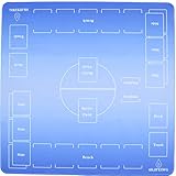 6KJFEIWG プレイマット カードゲーム カード ラバープレ プレイマット滑り止め （60×60cm）ぷれいまっとマット 収納袋付き 端縫い（青い）