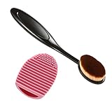 iZaphor（TM）スクラバーボードフェイスパウダーファンデーション洗濯歯ブラシ形状オーバルメイクブラシ+メイクブラシクリーナーブラシは、ツールキットをメイクアップ