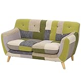 不二貿易 パッチワークソファ ラビスタ 2人掛け 幅134cm グリーン 34093