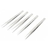 a14050800ux0358シルバートーン先のとがった先端ストレートピンセット（5ピース）、150ミリメートル