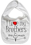 IiE, I love my Brothers this much, Boy Girl Unisex Feeding Bib, White by Image is Everything
