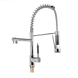 Kithcenシンク蛇口、Preup Put Out Downクロム真鍮ミキサー360度Finished Cock蛇口ホットとコールド水で2 Outlet Spring Taps