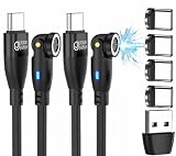 JJ JULIE JAPAN マグネット充電ケーブル PD対応 9PIN 60W 2m USBケーブル 2本セット Type-C端子 4個入り 急速充電対応 USB-C QC データ通信対応 スイングヘッド (2m,ブラック)