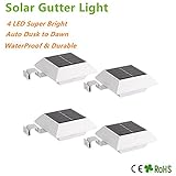 HowFine Solar Powered Outdoor Roof Gutter Fence Deck Light, 4 LED Waterproof Wireless Wall Security 