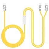 chubbycable 2 in 1 100W 充電ケーブル 丈夫 高速 マルチ充電ケーブル 超厚手シリコンユニバーサルマルチUSBケーブル、パープル、Type-CからType-C+Type-C、4.2フィート