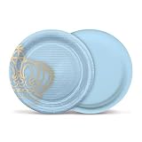 Prince誕生日パーティーブルー&ゴールド用紙Smallプレート18 cm / 7.1インチ約8パック – 段ボール最初Boyベビーシャワー、誕生日パーティー、It 's A Boy、パーティーSu