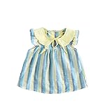 ベイビー服 ワンピース 夏女の子ストライプドレス Pojour 1-6歳子供かわいいスカート 綿 通気 グリーン(100cm)