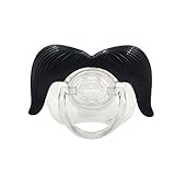 Seliyi 面白い ノベルティ 赤ちゃん用　ベビー用品　おしゃぶり　ニップル　口ひげ付 ハンドルバー 可愛い　幼児 (ブラック)