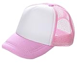 Plus Nao(プラスナオ) 帽子 キャップ メッシュキャップ CAP 野球帽 無地 シンプル 子供 キッズ ジュニア 男の子 男児 女の子 女児 日焼け防 53-56cm ピンク×ホワイト