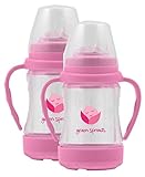 green sprouts Glass Sip 'n Straw Cup,4 ounce,2 Pack: Light Pink by green sprouts