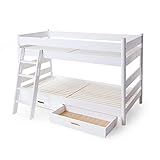 二段ベッド ベッド キャスター付き 収納2杯 天然木 すのこ板 はしご位置自在 シングルベッドとしても使える ホワイト