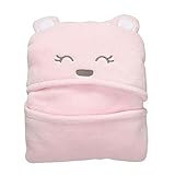 ベビーおくるみ　赤ちゃん用　タオルケット　バスローブ　冷房 対策　フード付き　可愛い　クマ　柔らかい　出産祝い (ピンク)