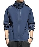 [three Joy] ウィンドブレーカー レディース メンズ ユニセックス アウトドアジャケット マウンテンパーカー フード付 キャンプウェア ネイビー M