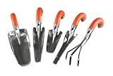 Radius Garden 5-Piece Orange Ergonomic Hand Tool Set, Includes Trowel, Transplanter, Weeder, Cultiva