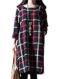 (ニーマン) Neiman レディース ワンピース ヒザ 丈 長袖 夏 紺 青 オシャレ カワイイ スカート ユッタリ チェック ナチュラル マタニティ 大人 キレイメ 風 20 代 袖 アリ 50 