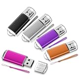 EASTBULL USBメモリ 8GB 5個セット フラッシュメモリー USB2.0 フラッシュドライブ キャップ式 防塵性能優れ ストラップ付き LEDライト付き (8GB 5色)