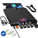 ブルーレイドライブ 外付け ブルーレイプレーヤー 外付け Blu-ray 外付けドライブ USB3.0/Type-Cポート付き 外付けブルーレイドライブ DVDドライブ 外付けBD/DVD/CD/プレーヤー Blurayドライブ 外付け 軽量 薄型 CD/DVD読取・CD書き込みドライブ Windows XP/7/8/10 MacOS対応 MacBook PC用 (ブラック)