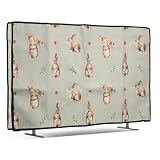 kwmobile 40" TV対応 テレビカバー - 防塵カバー 液晶テレビ 保護カバー ホコリよけ リネン - ウサギとお花デザイン