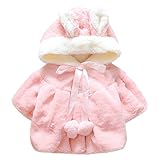 Snone秋冬 キッズ 0-3歳 女の子 ふわふわ可愛いコート ジャケット アウターウェア 可愛いウサギ 厚い型 防寒 冷え取り