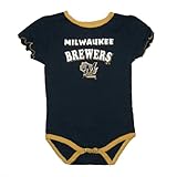 MLB Milwaukee Brewers ベビーガールズInfant Girls ワンピース半袖ロンパース/カバーオールOne-Piece Short Sleeve Romper / Onesie 