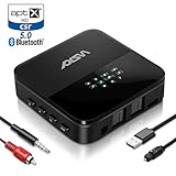WSKY Bluetooth 5.0 トランスミッター レシーバー 一台二役 受信機 送信機 オーディオ アダプタ aptX HD aptX LL 対応 高音質 低遅延 光デジタル RCA AUX SPDIF接続 22時間連続作動