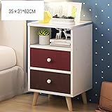 ベッドサイドテーブル ナイトテーブル エンドテーブル サイドテーブル 生地と 収納引き出し 木製 寝室 調査 テーブル CJC (Color : 04)