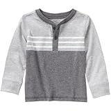 クレイジーエイト Crazy 8/ ストライプ ヘンリー ヘザー グレー トップス長袖Tシャツ 5歳【並行輸入】