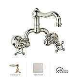 Rohl A1418LCSTN-2 1505/6Oi A1418Lc-2 Country Bath Wall Mounted Bathroom Faucet with Pop-Up Drain and