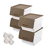 山善(YAMAZEN) 収納ボックス フタ付き 高さ31cm 4個組 キャスター付き サンドブラウン YOB-M*4C(SBR)