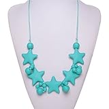 Nursing, Teething, Soothing, Drooling Necklace for Baby & Mom - Turquoise Stars by Pump Strap
