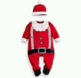 ツバメ--屋 ベビー服 スーツ風 ロンパース 赤ちゃん カバーオール 男の子 女の子 長袖 クリスマス プリント（サイズ80cm ）