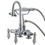 Kingston Brass CC16T1 Vintage Leg Tub Filler with Hand Shower, H&C Porcelain Lever Handle, Polished 