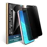 SenseAGE iPhone 15 対応 ガラスフィルム【覗き見防止】- 6.1インチ液晶保護フィルム、個人情報のぞき見防止、ブルーライトカット機能付き、浮かない、指紋防止、気泡ない、飛散防止、スマートフォン画面保護、2枚入り