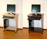 オールウッド コンパクト机　dark-brown（ビーチ風）　60cm幅　パソコンデスク　スライダー/キャスター付き